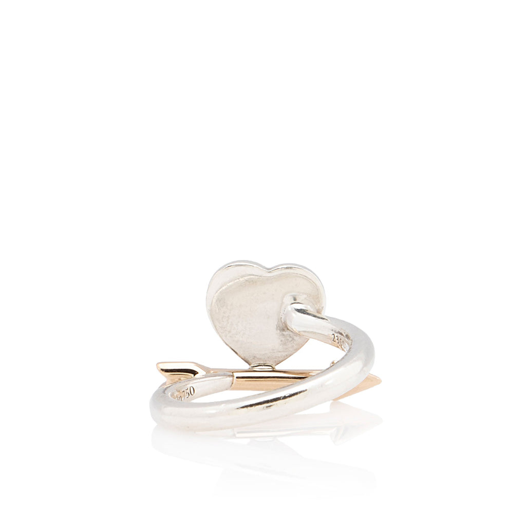 Tiffany & Co Sterling Silver Rose Gold Lovestruck Heart Tag Ring - Size 4 1/2