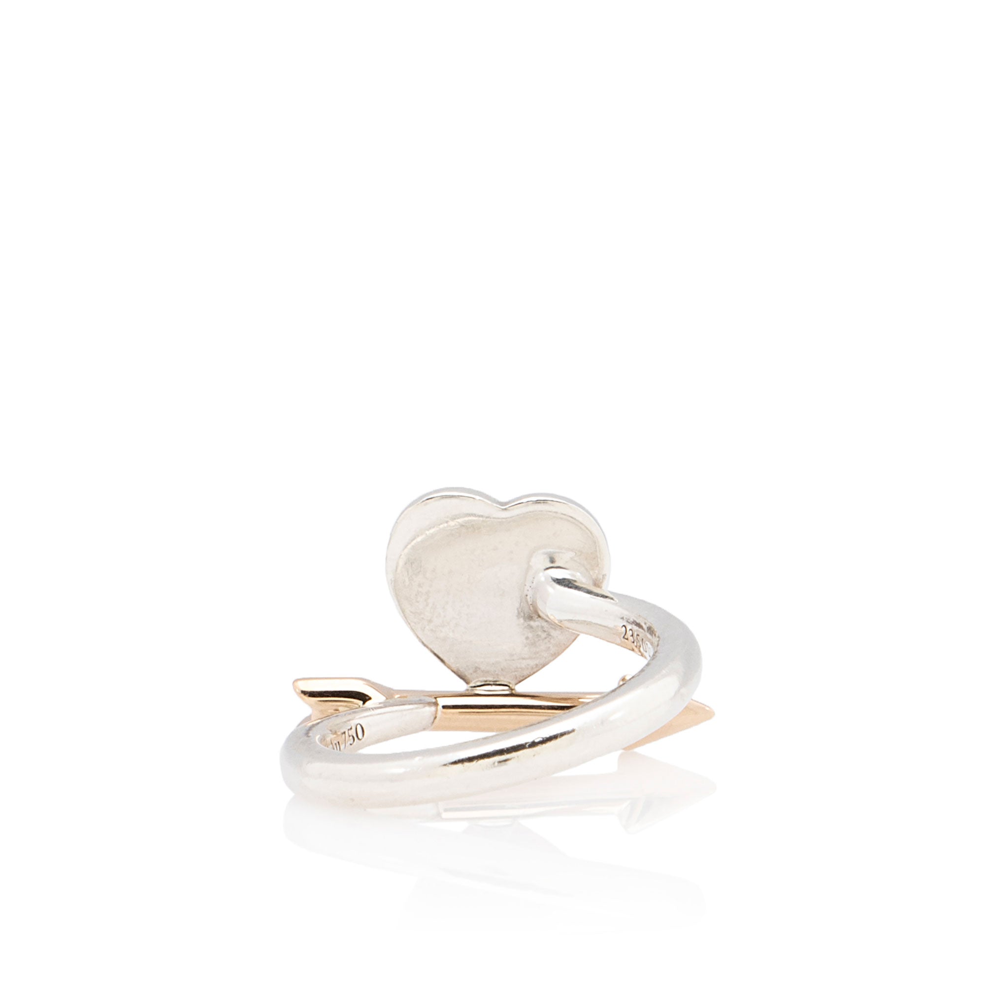 Tiffany & Co Sterling Silver Rose Gold Lovestruck Heart Tag Ring - Size 4 1/2
