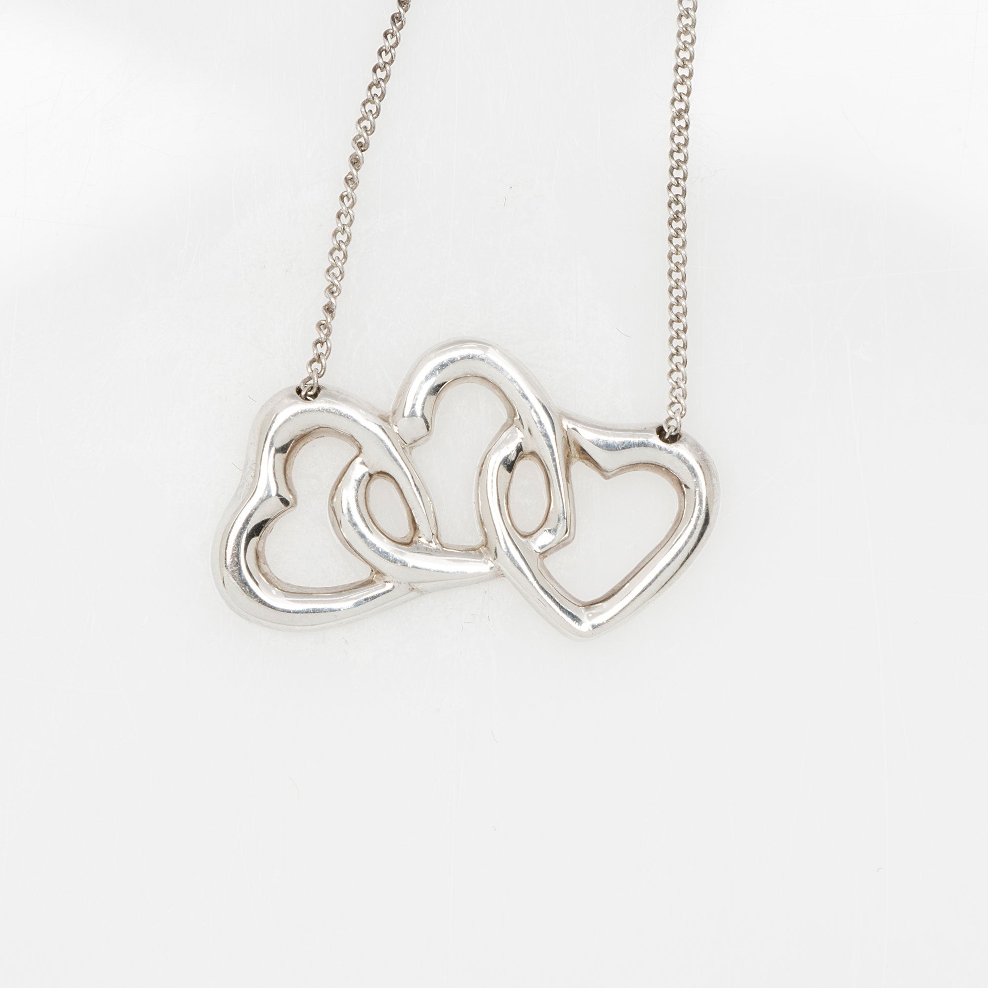 Tiffany & Co. Sterling Silver Triple Open Heart Necklace