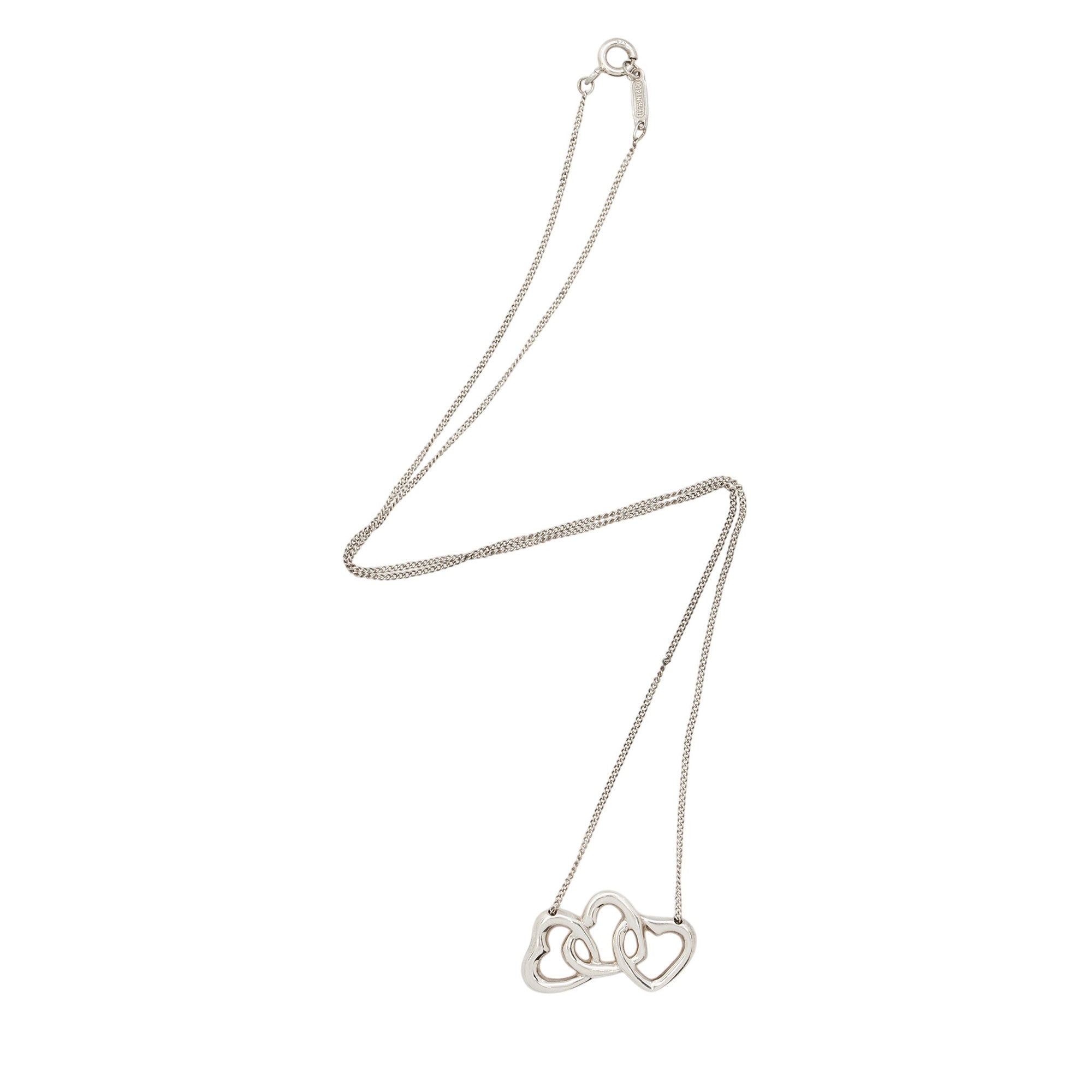 Tiffany & Co. Sterling Silver Triple Open Heart Necklace