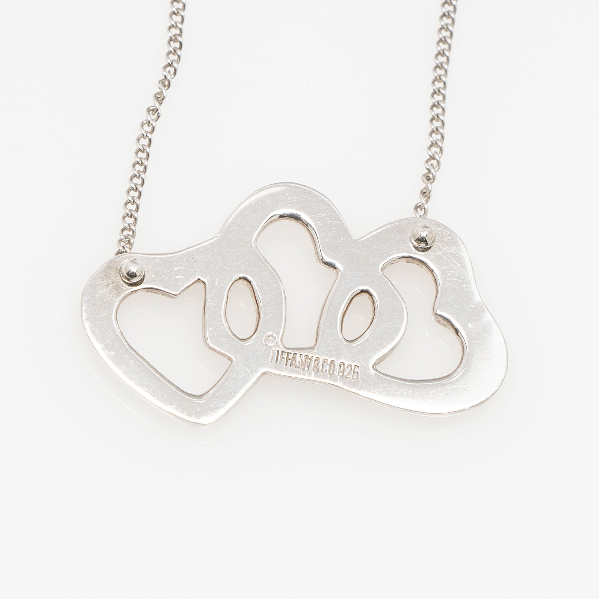 Tiffany & Co. Sterling Silver Triple Open Heart Necklace