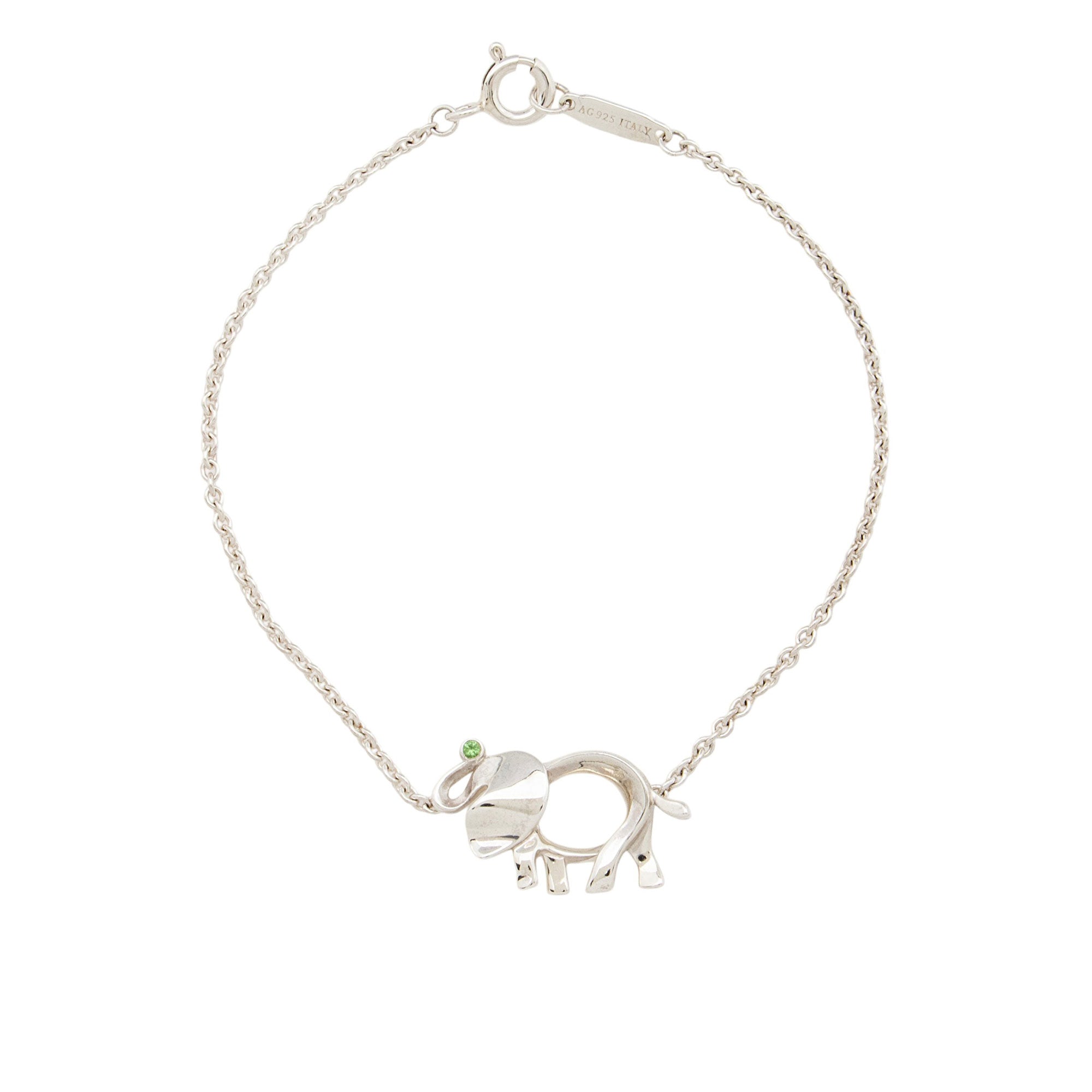 Tiffany & Co Sterling Silver Tsavorite Garnet Save The Wild Elephant Bracelet