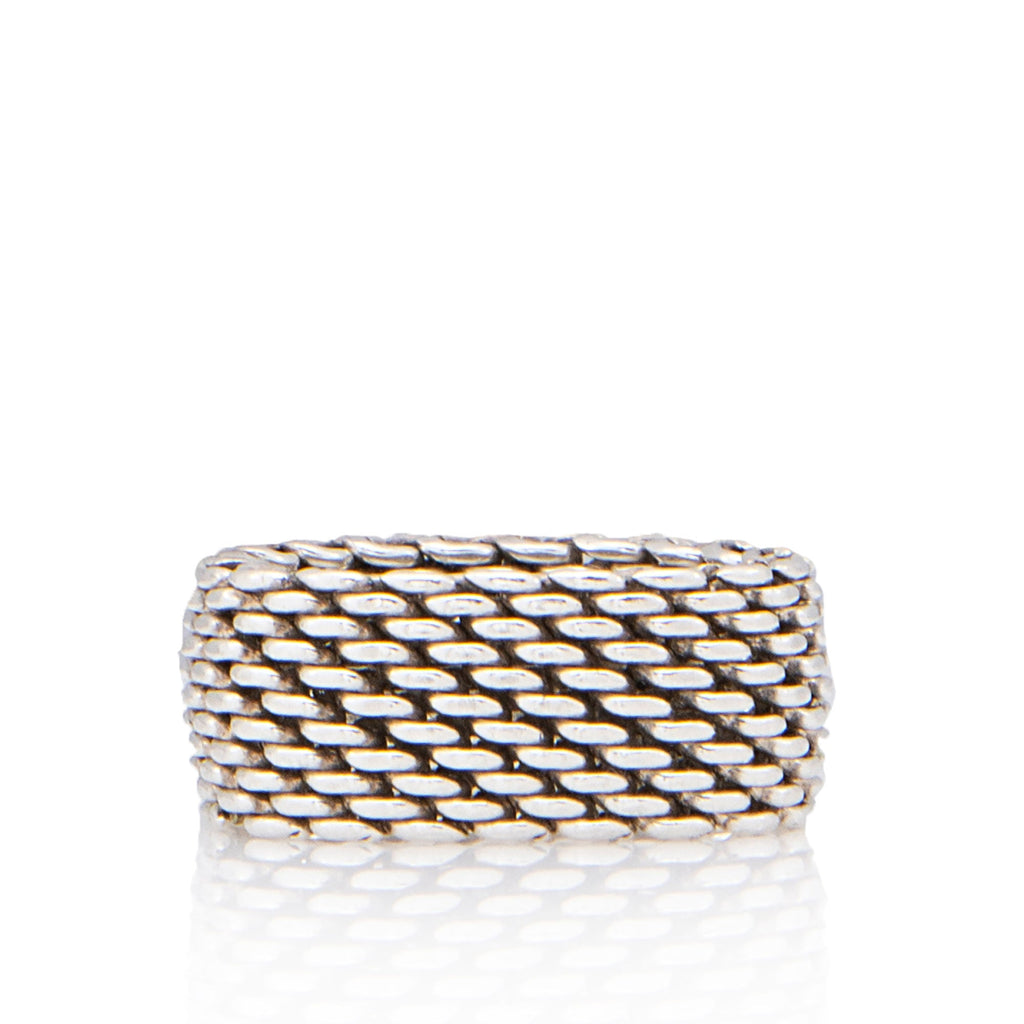 Tiffany & Co. Sterling Silver Wide Somerset Mesh Ring - Size 7