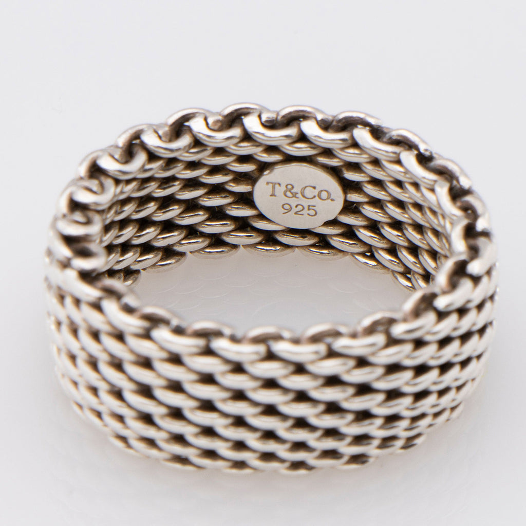 Tiffany & Co. Sterling Silver Wide Somerset Mesh Ring - Size 7
