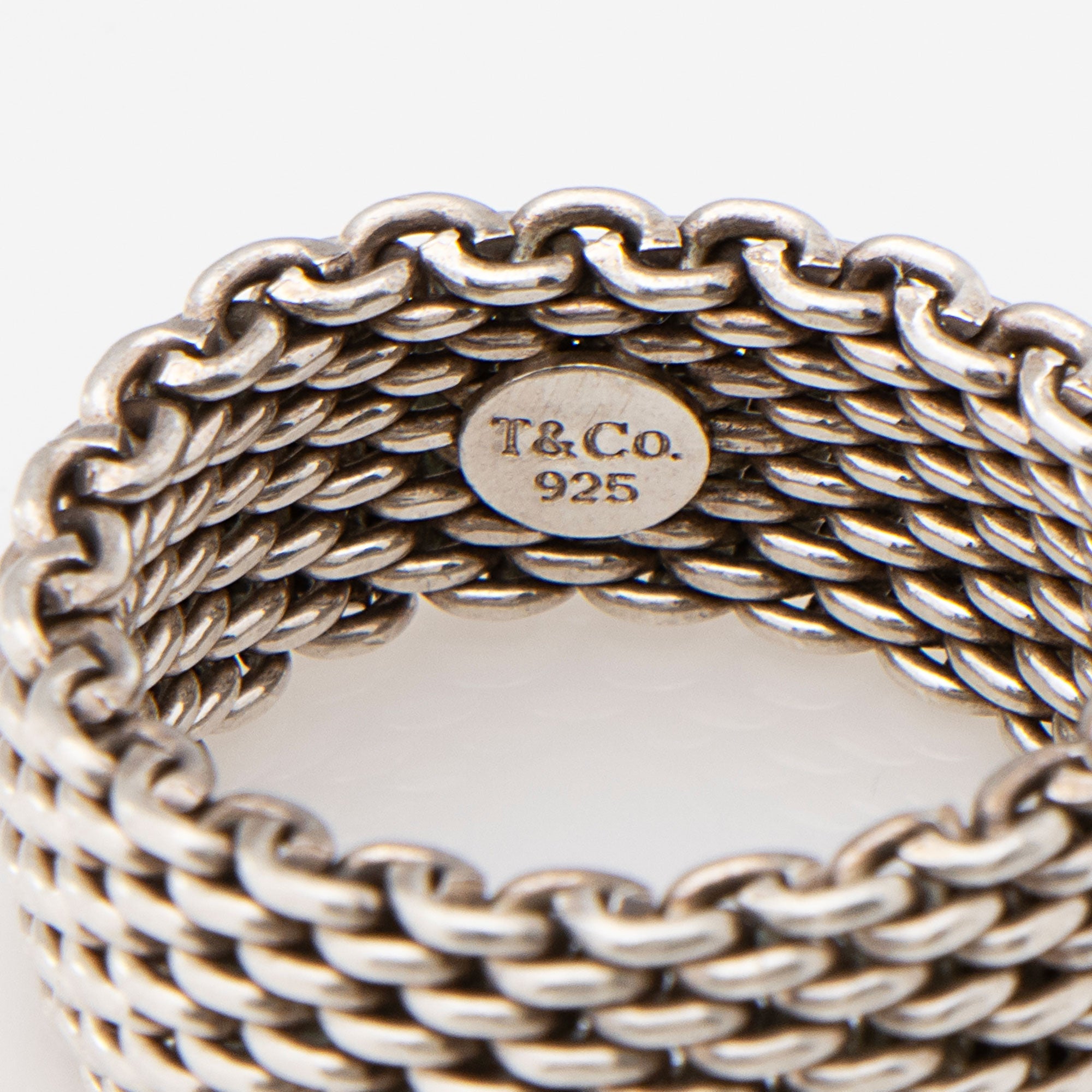 Tiffany & Co. Sterling Silver Wide Somerset Mesh Ring - Size 8 1/2