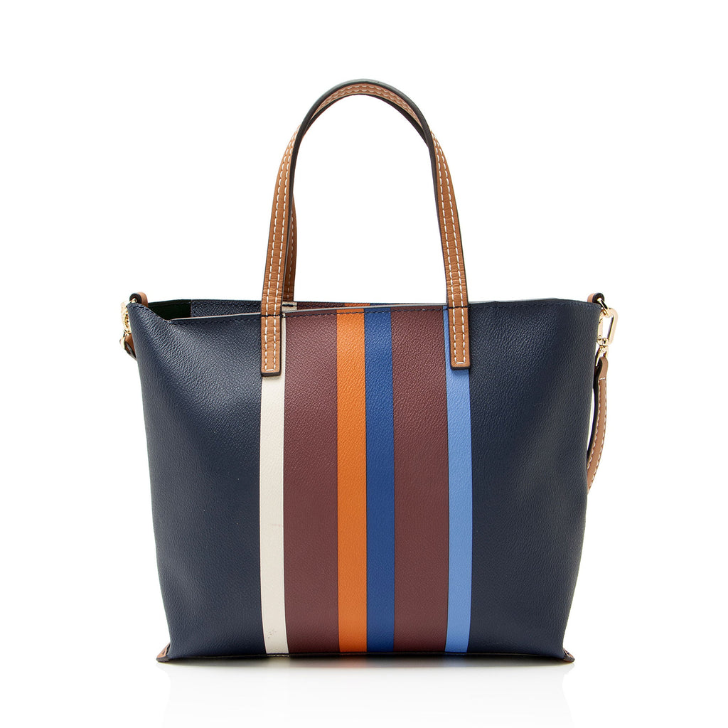 Tory Burch Leather Striped Kerrington Shopper Tote