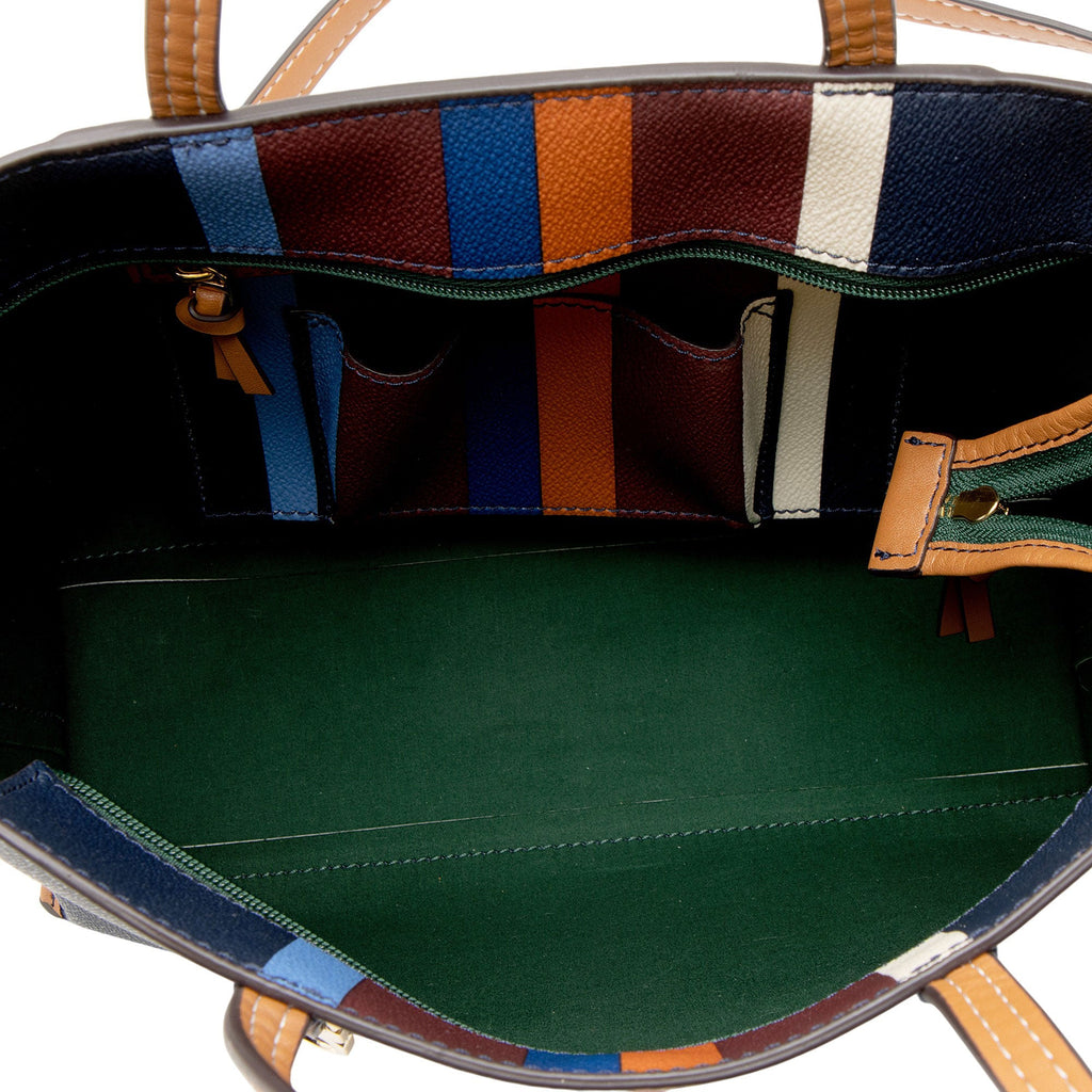 Tory Burch Leather Striped Kerrington Shopper Tote