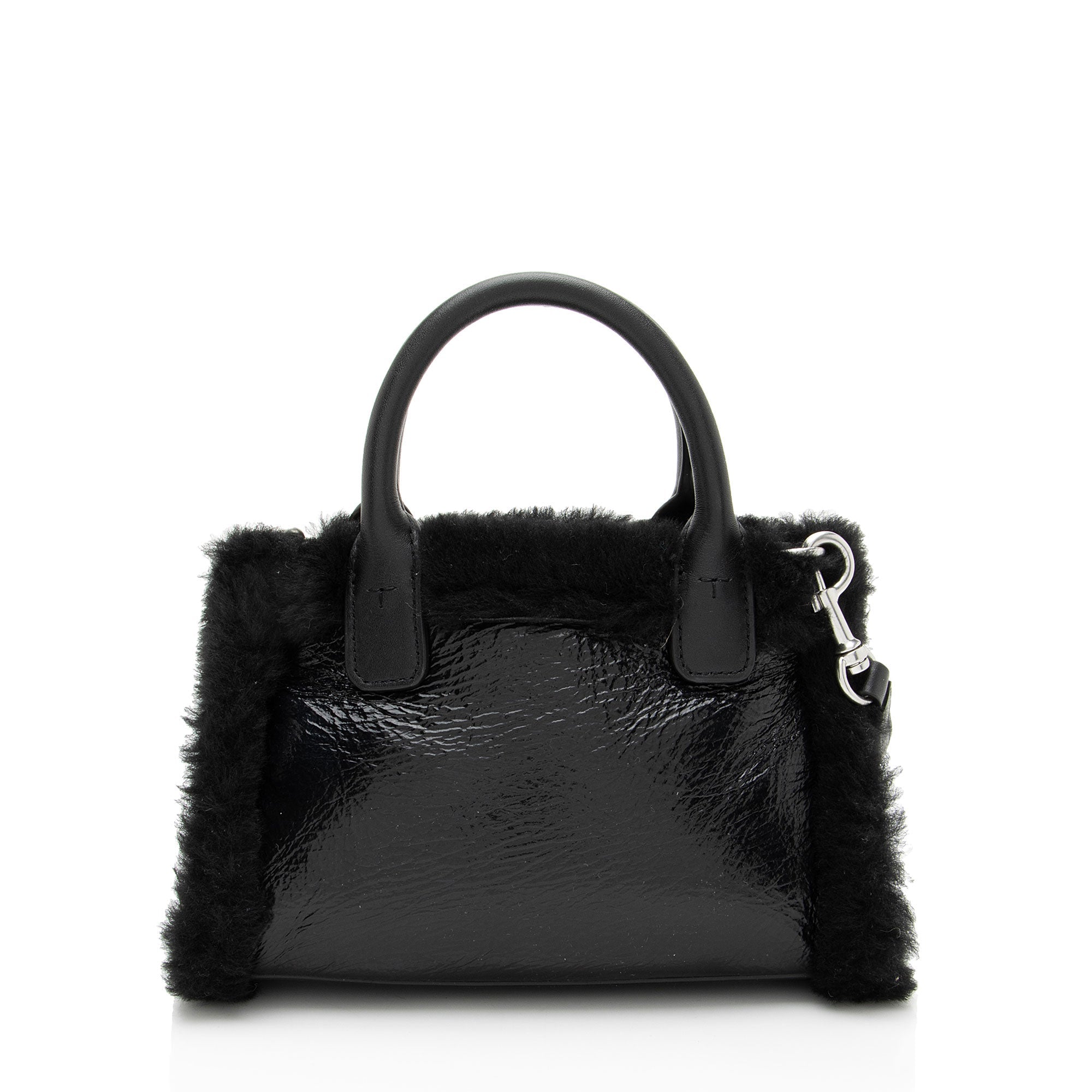 Tory Burch Patent Leather Shearling Ella Mini Tote