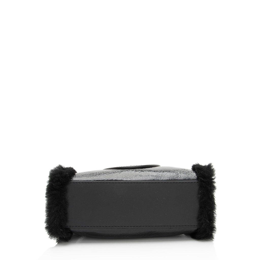 Tory Burch Patent Leather Shearling Ella Mini Tote