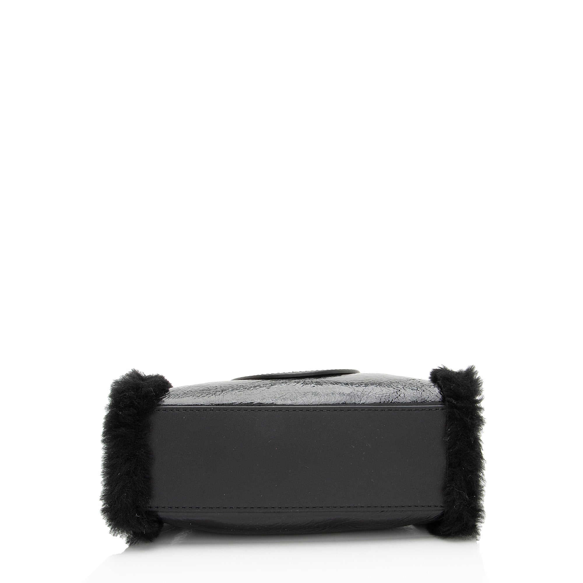 Tory Burch Patent Leather Shearling Ella Mini Tote