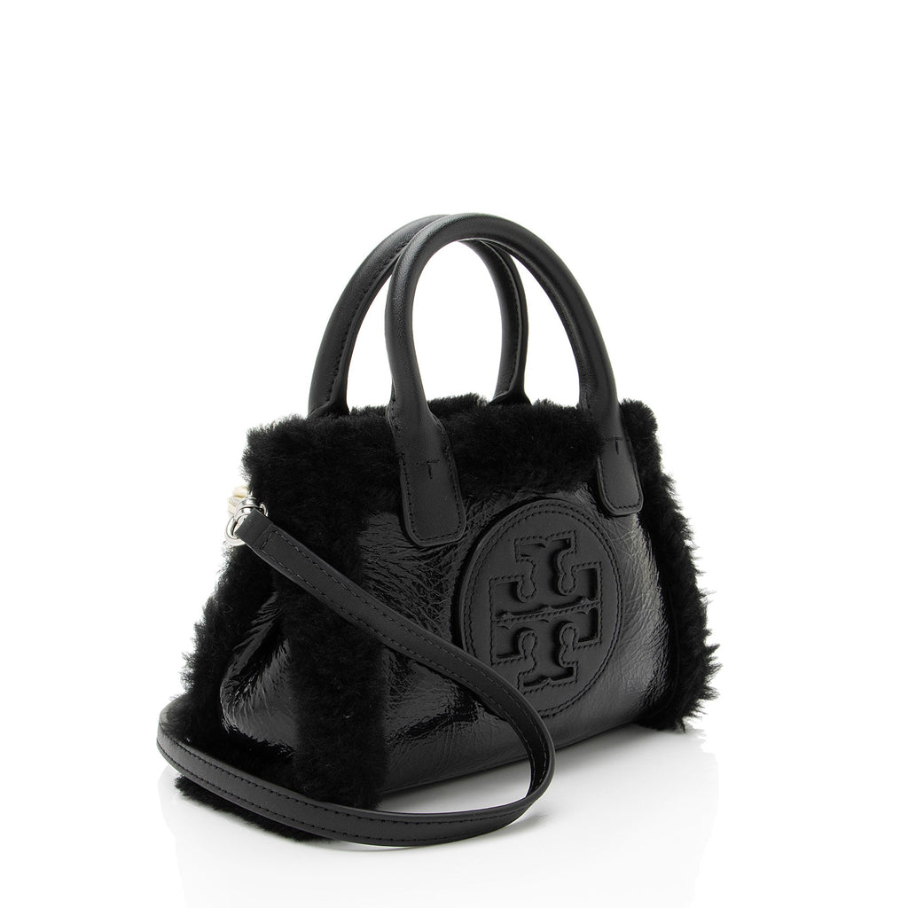 Tory Burch Patent Leather Shearling Ella Mini Tote