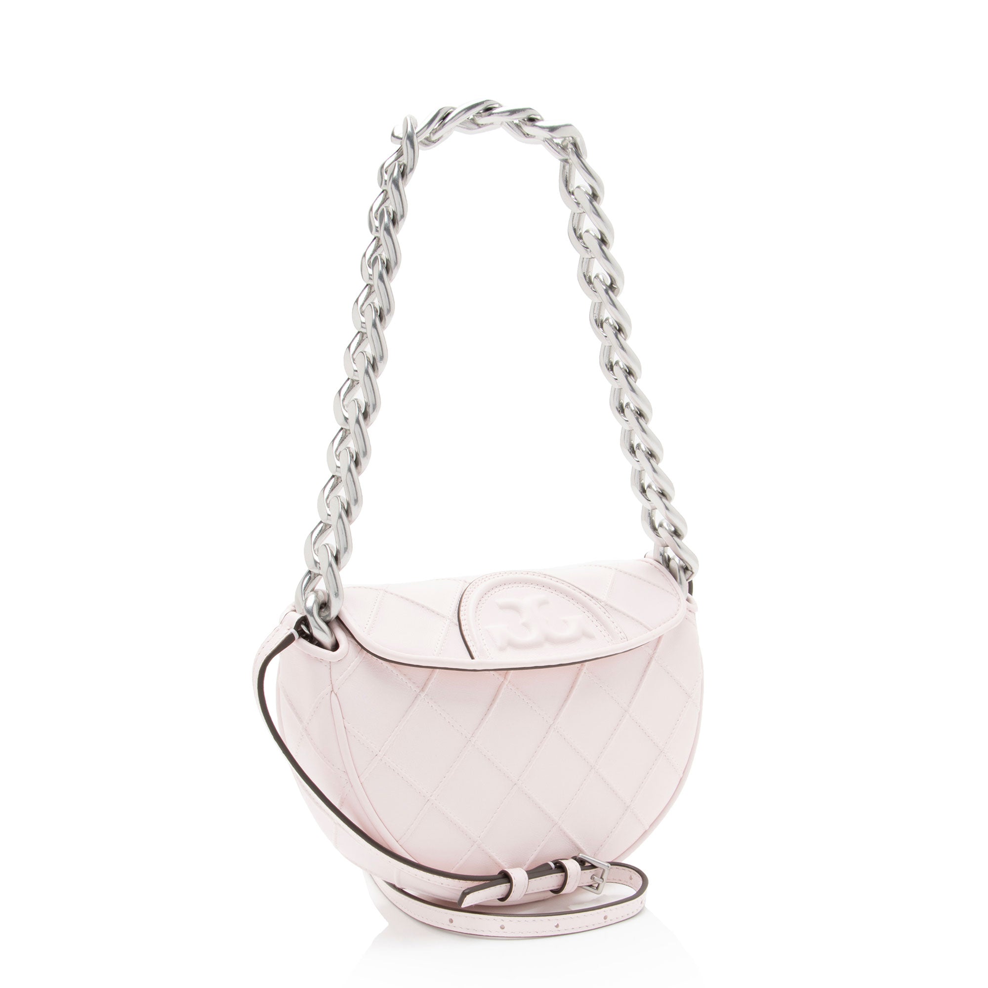 Tory Burch Quilted Leather Fleming Crescent Mini Shoulder Bag