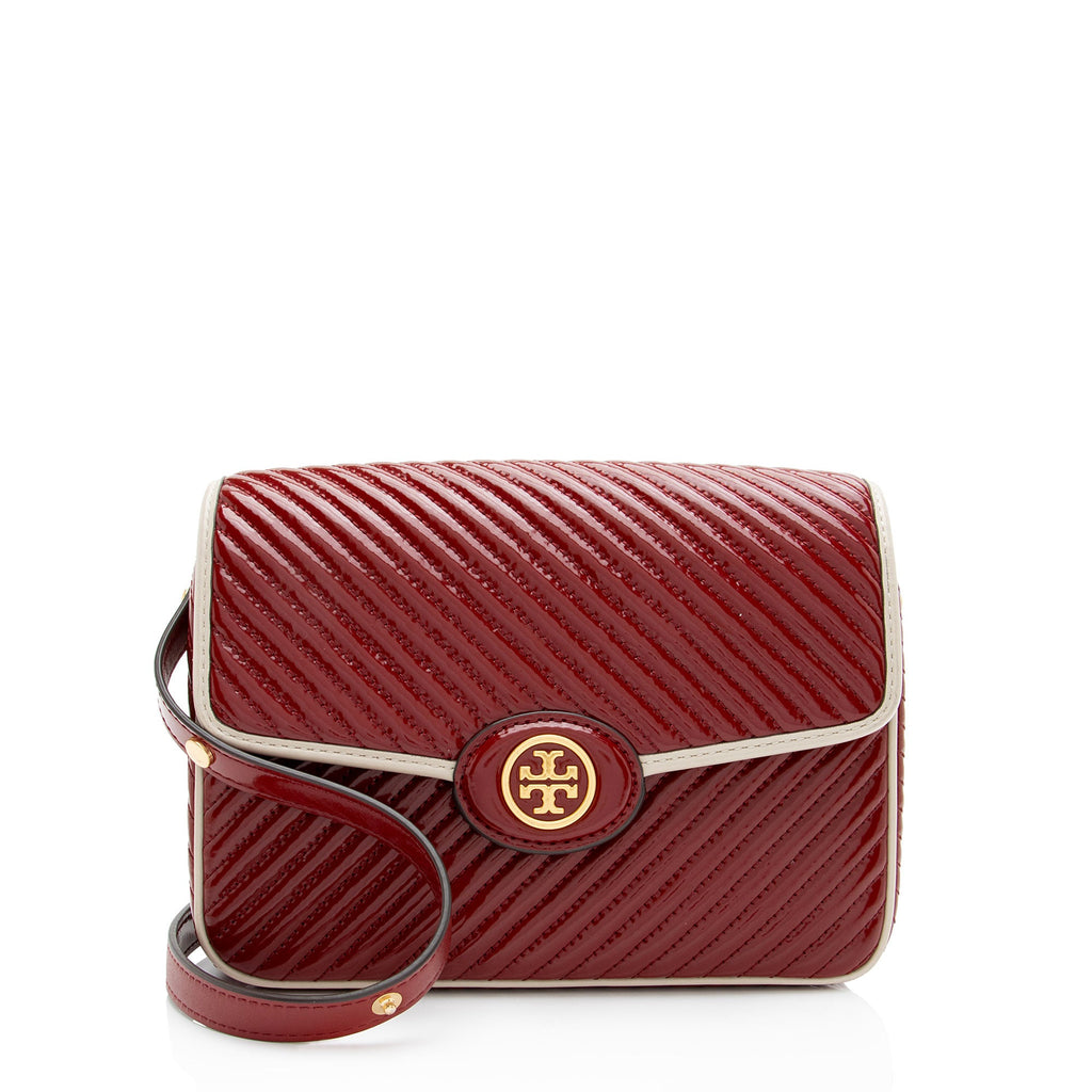 Tory Burch Quilted Patent Leather Robinson Shoulder Bag