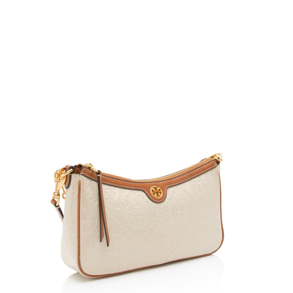 Tory Burch T Monogram Embossed Patent Leather Studio Shoulder Bag (SHF-23352)