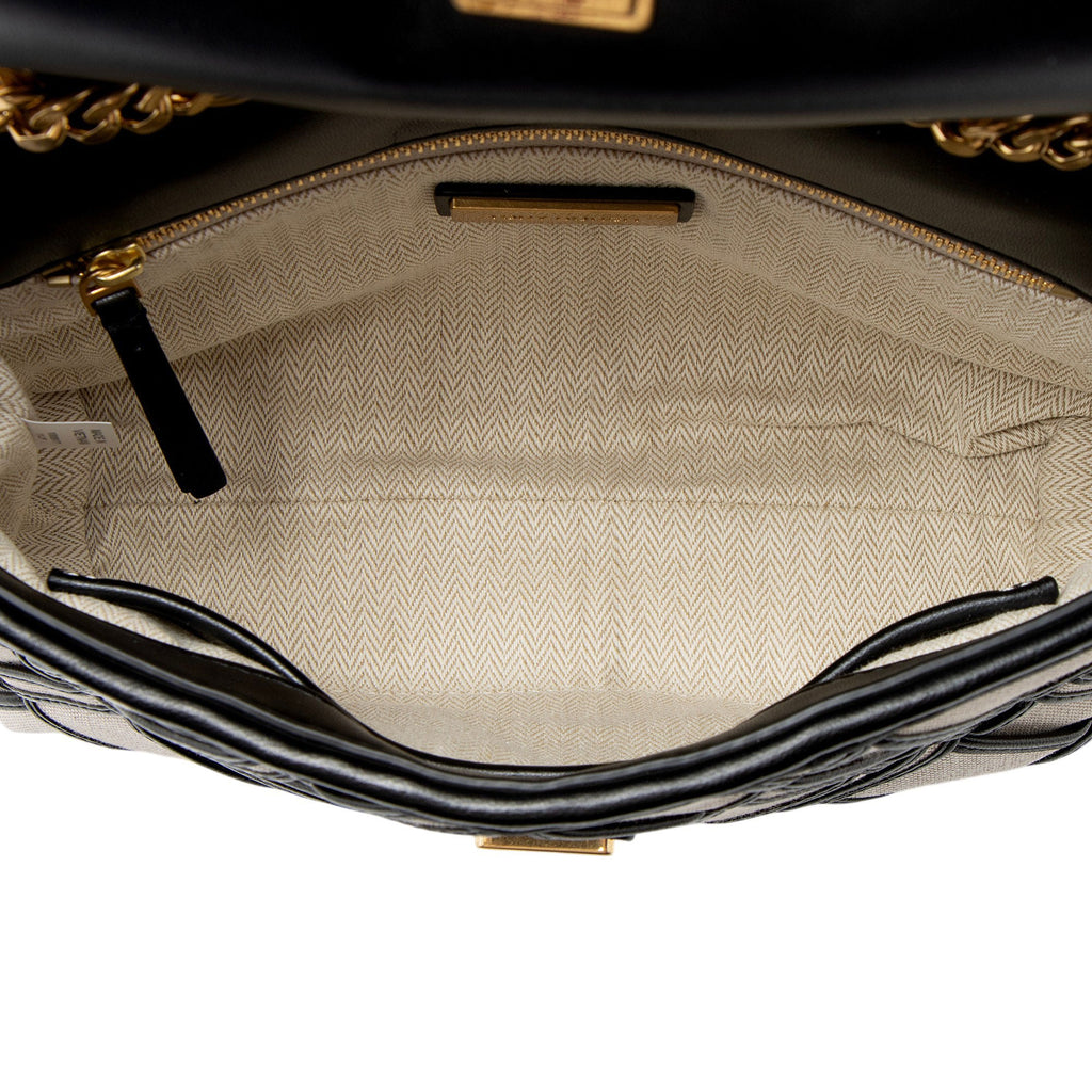 Tory Burch Woven Canvas Leather Kira Small Shoulder Bag