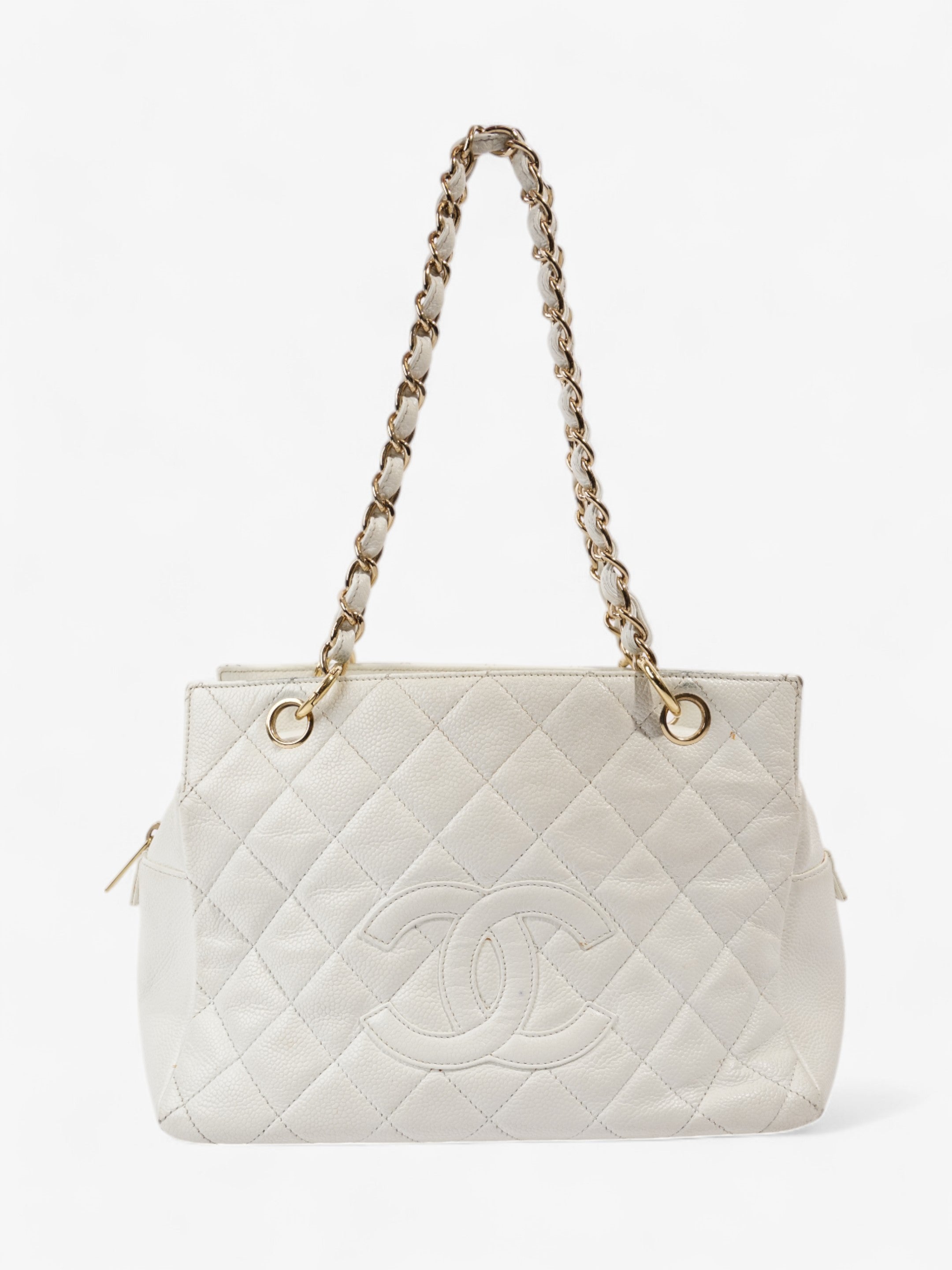 Chanel Timeless Tote White Caviar Leather Petite