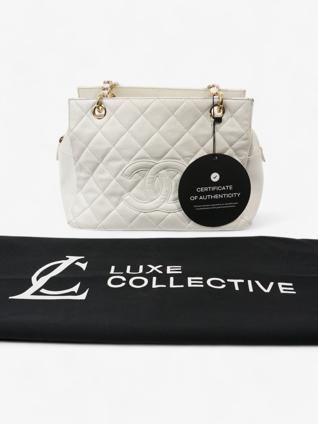 Chanel Timeless Tote White Caviar Leather Petite