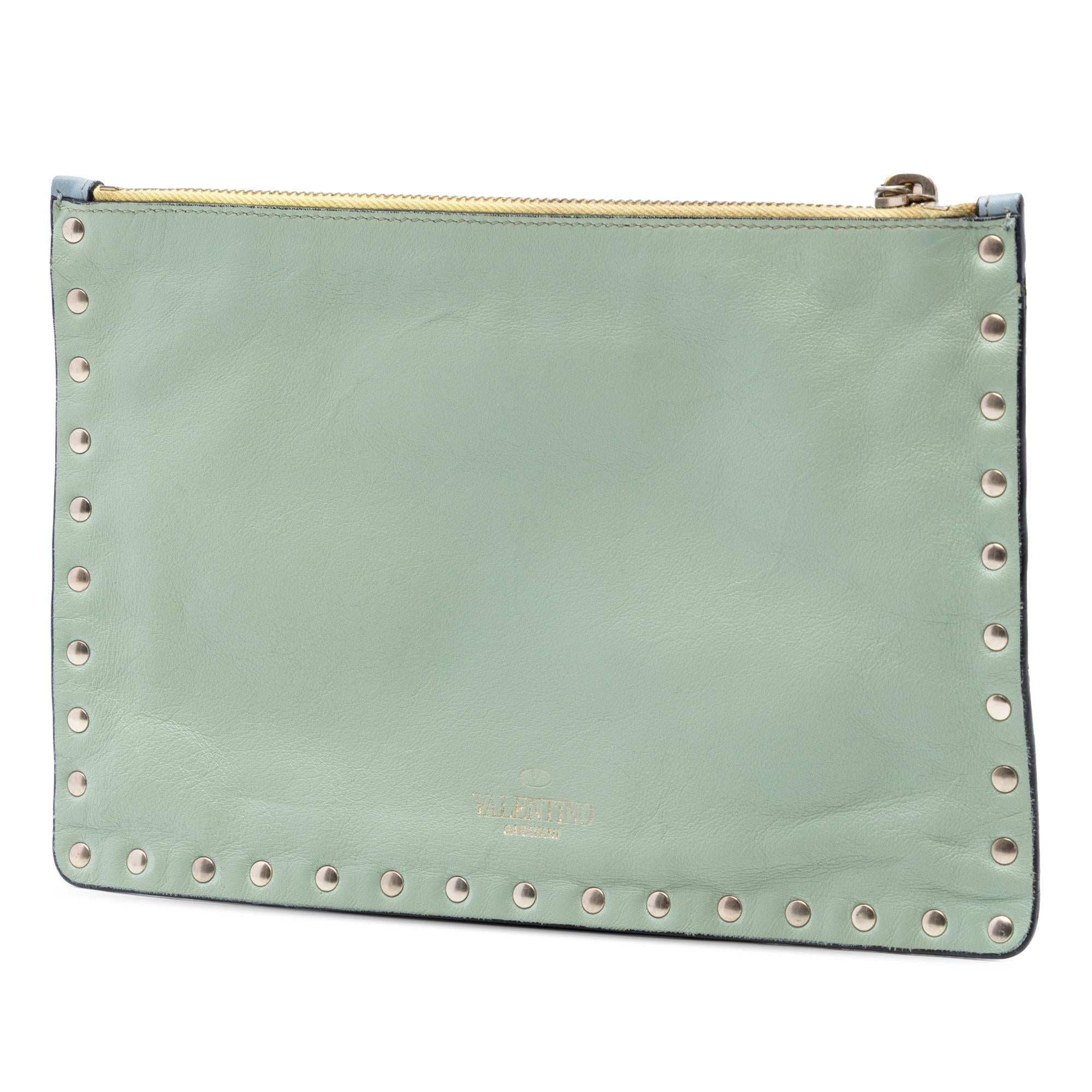 Valentino Bicolor Leather Rockstud Clutch