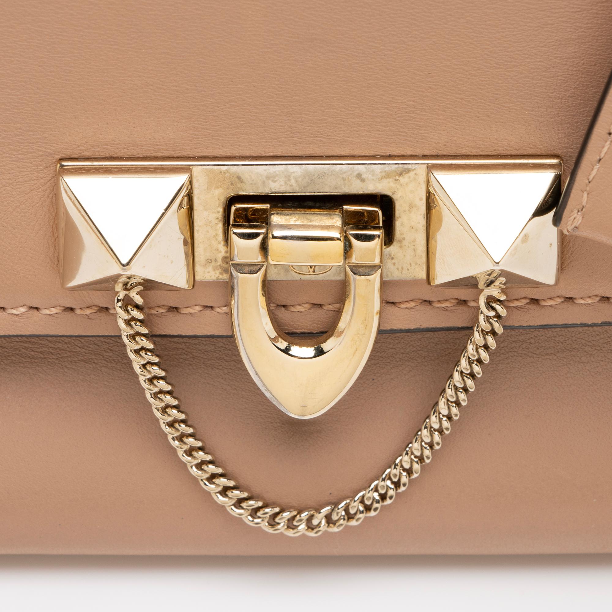 Valentino Calfskin Demilune Rockstud Small Double Handle Satchel (SHF-23417)