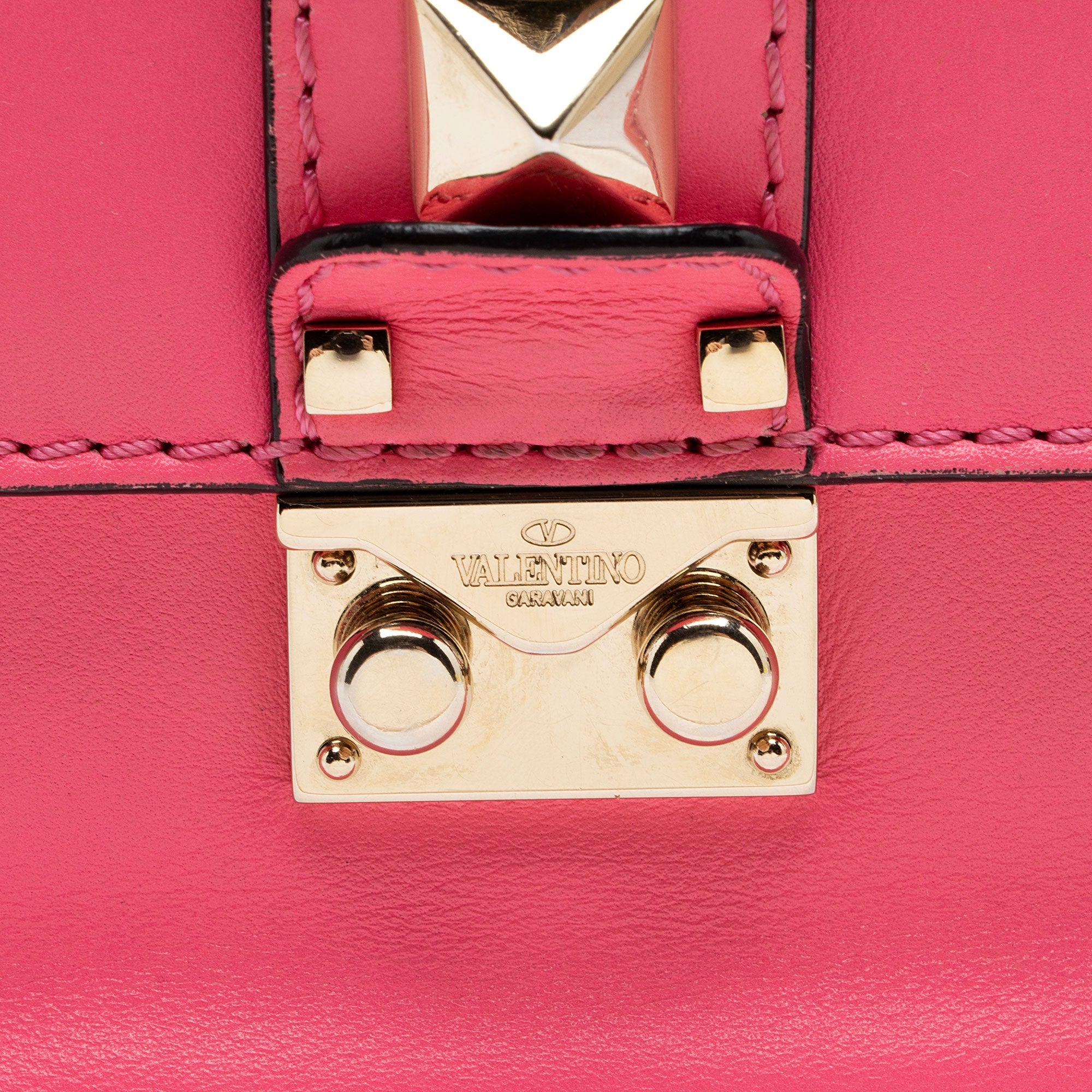 Valentino Calfskin Glam Lock Medium Shoulder Bag