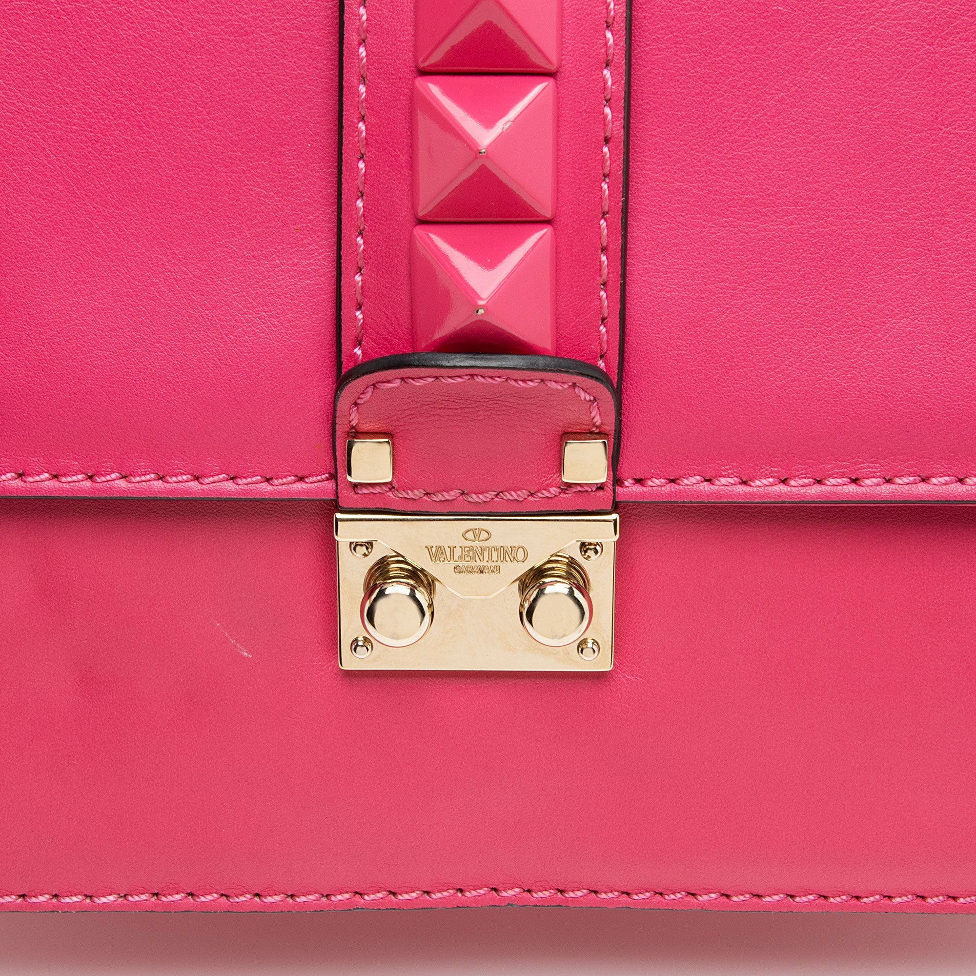 Valentino Calfskin Glam Lock Medium Shoulder Bag (SHF-H9eHek)