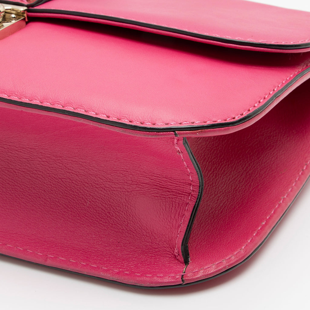 Valentino Calfskin Glam Lock Medium Shoulder Bag (SHF-H9eHek)