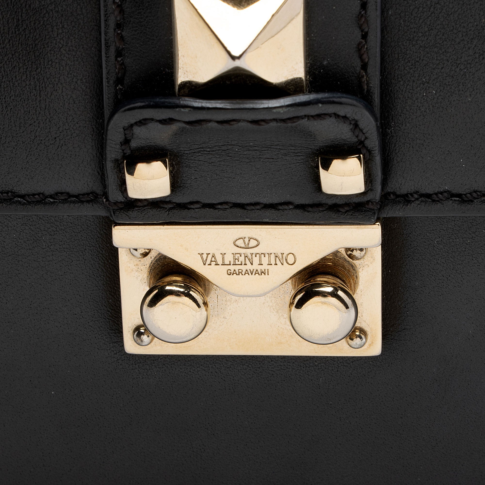 Valentino Calfskin Glam Lock Small Shoulder Bag (SHF-lIUmOS)