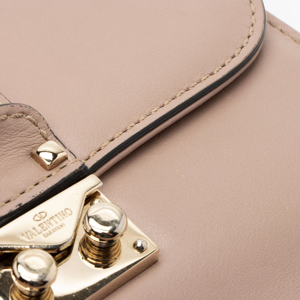 Valentino Calfskin Glam Lock Small Shoulder Bag
