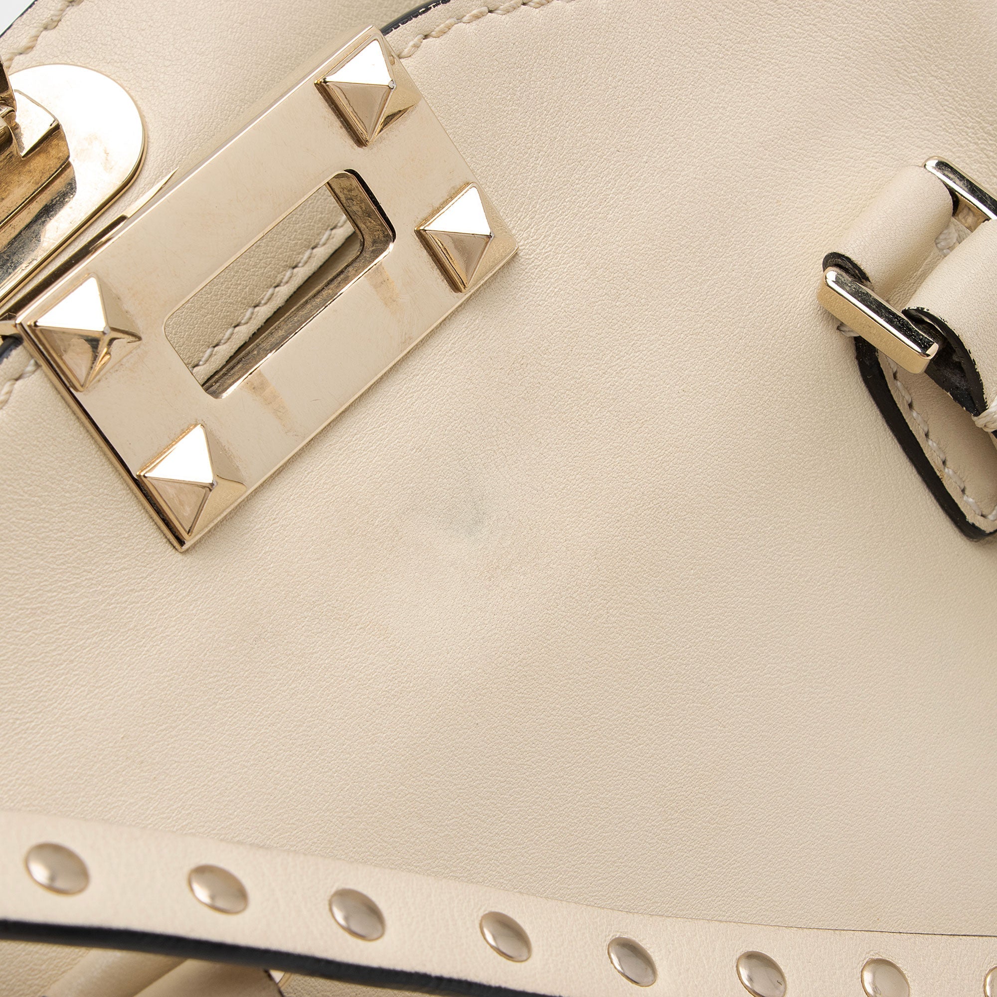 Valentino Calfskin Rockstud Double Handle Mini Tote (SHF-VEoJao)