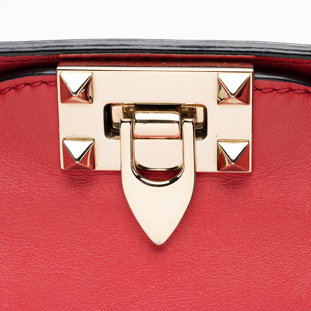 Valentino Calfskin Rockstud Double Handle Small Tote (SHF-14301)