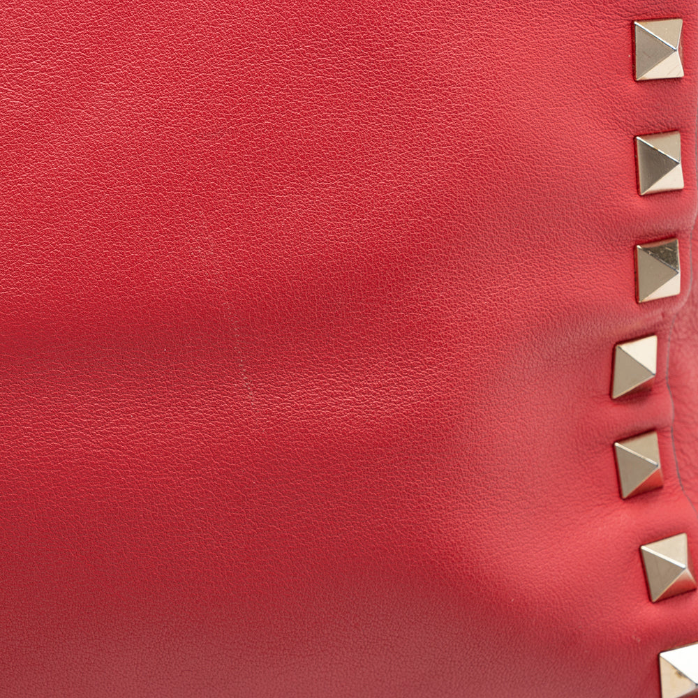 Valentino Calfskin Rockstud Double Handle Small Tote (SHF-14301)