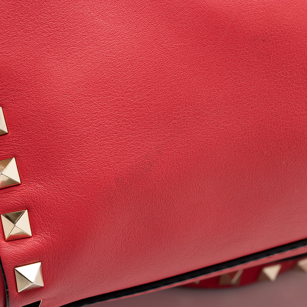 Valentino Calfskin Rockstud Double Handle Small Tote (SHF-14301)