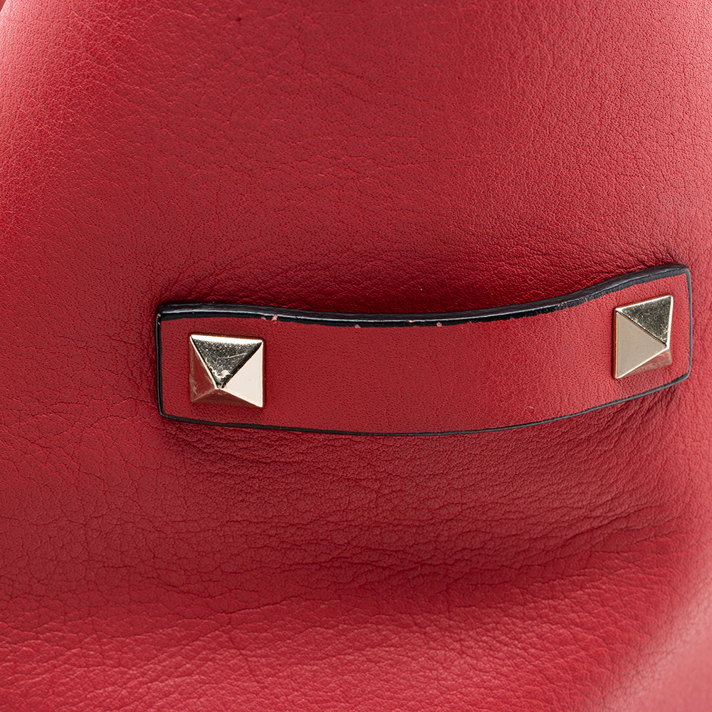 Valentino Calfskin Rockstud Double Handle Small Tote (SHF-14301)