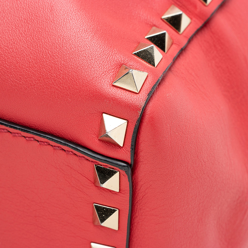 Valentino Calfskin Rockstud Double Handle Small Tote (SHF-14301)