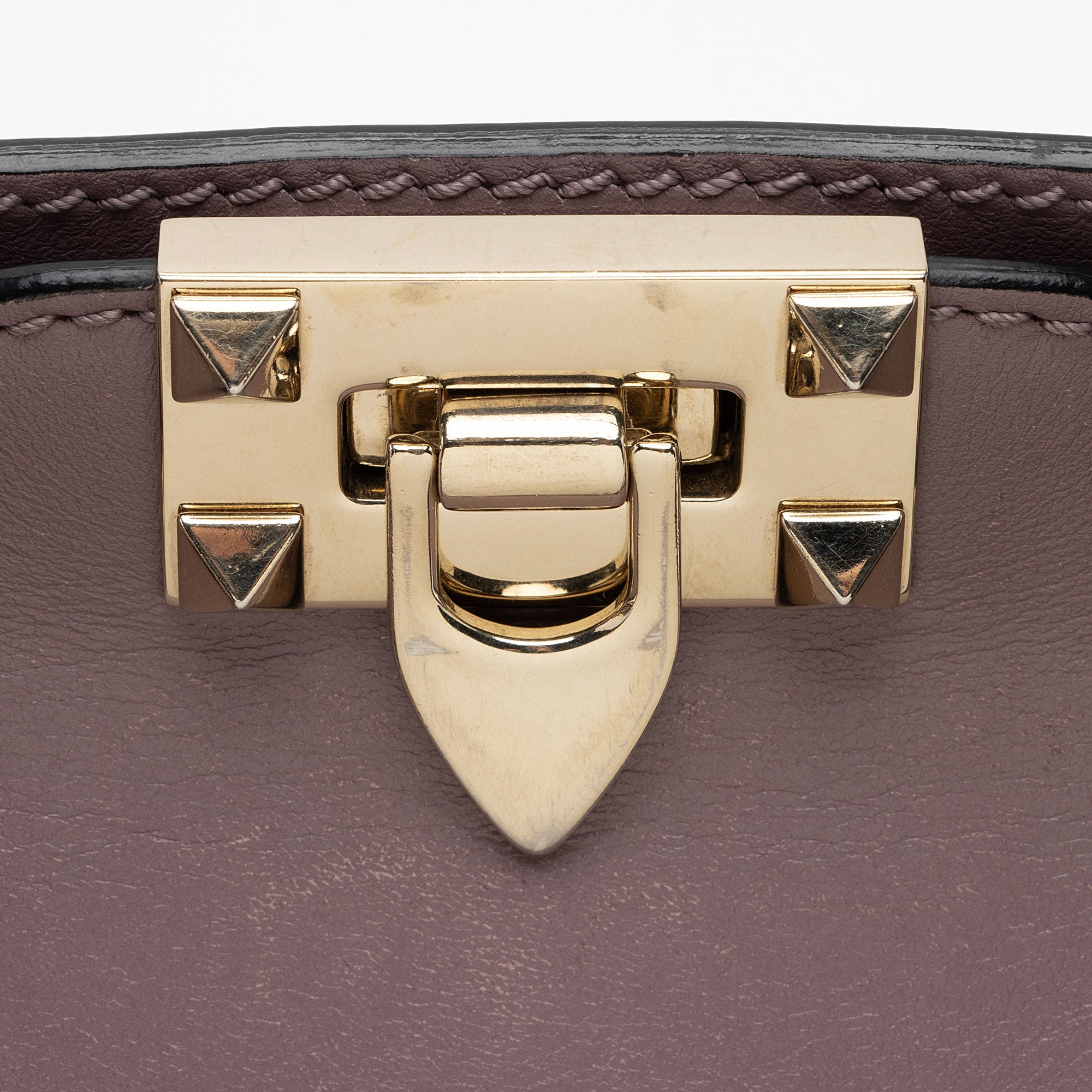 Valentino Calfskin Rockstud Double Handle Small Tote (SHF-twHMYA)