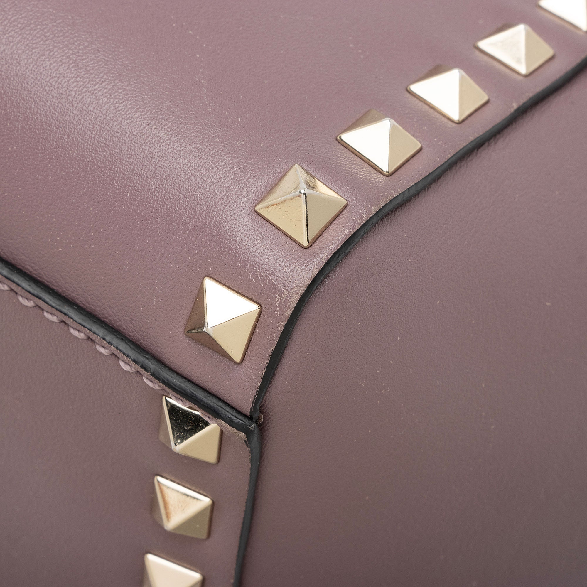 Valentino Calfskin Rockstud Double Handle Small Tote (SHF-twHMYA)