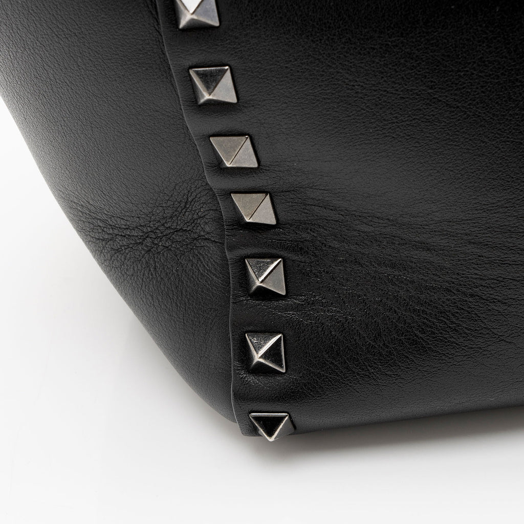 Valentino Calfskin Rockstud Double Handle Small Tote (SHF-jtnTAO)