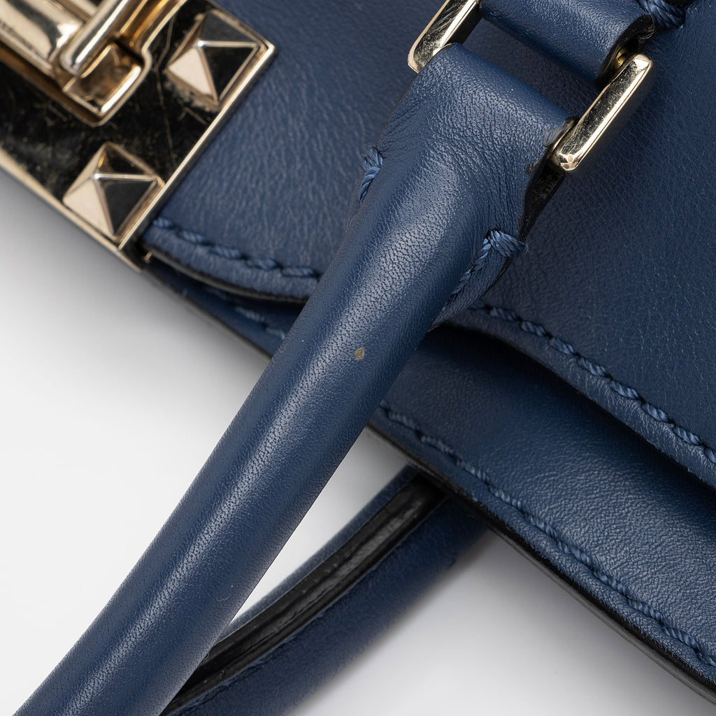 Valentino Calfskin Rockstud Double Handle Small Tote (SHF-WyhIHB)
