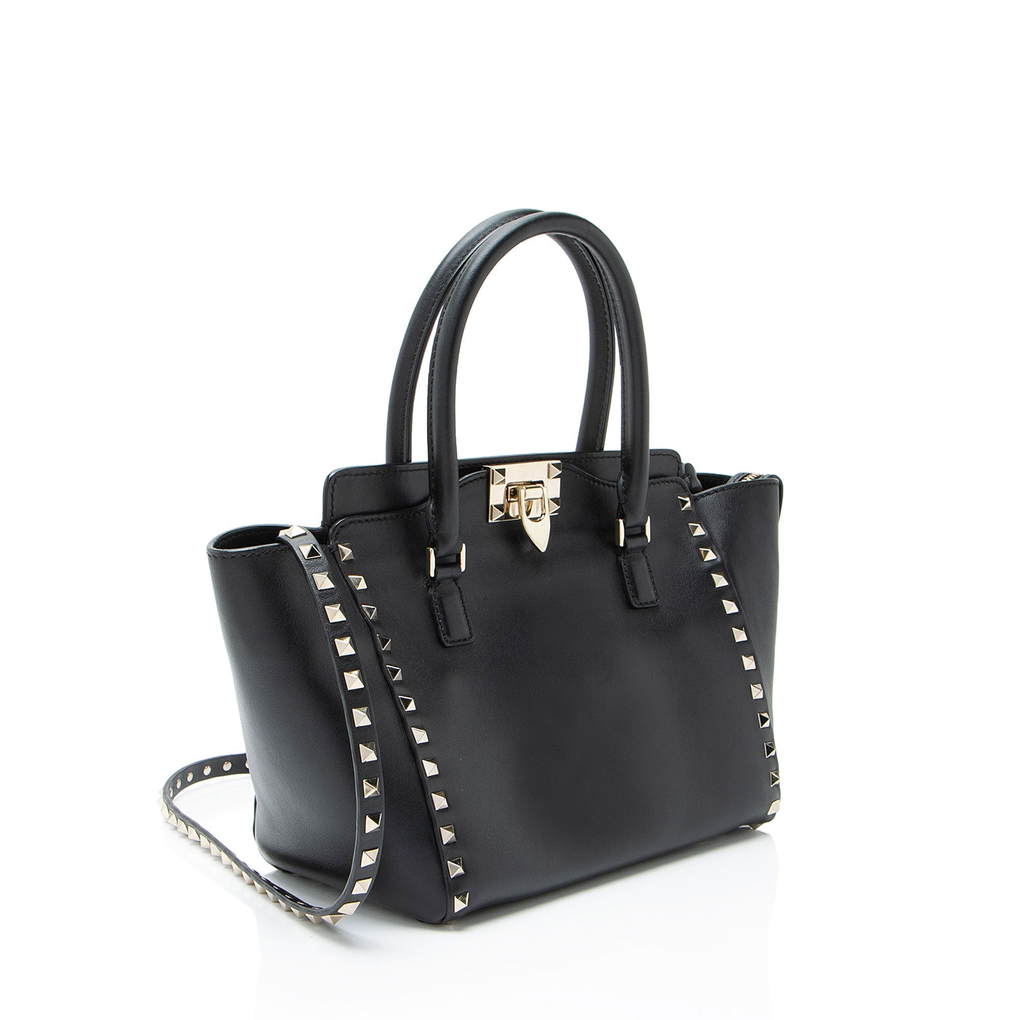 Valentino Calfskin Rockstud Double Handle Small Tote