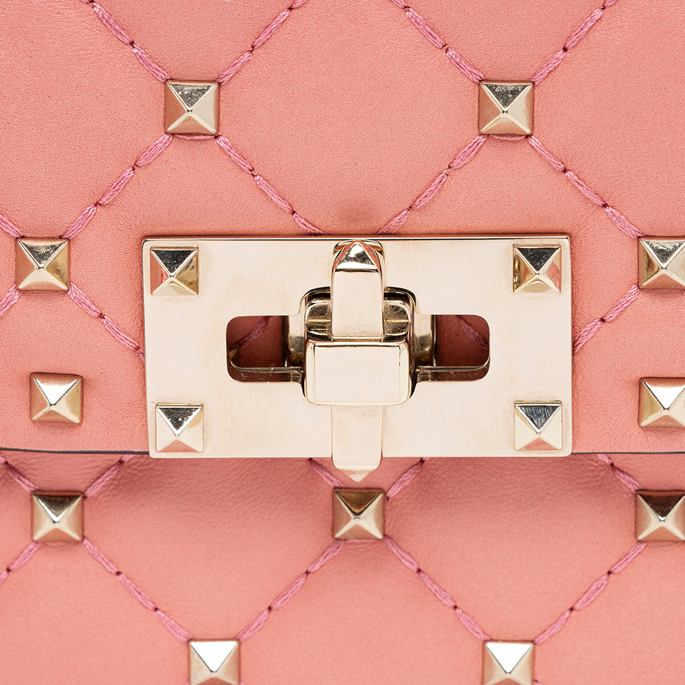Valentino Calfskin Rockstud Spike Up Chain Shoulder Bag (SHF-13354)