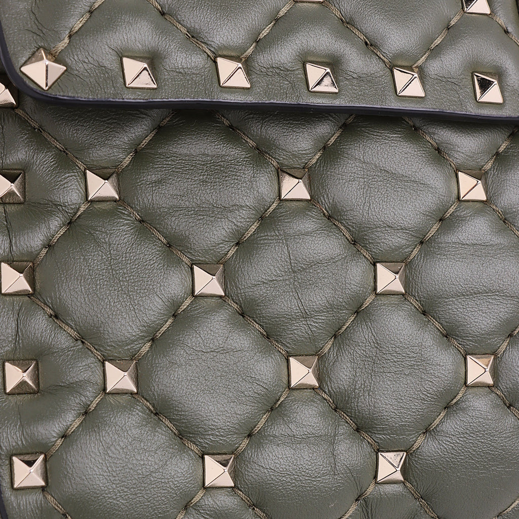 Valentino Calfskin Rockstud Spike Up Chain Shoulder Bag (SHF-a2oPsZ)