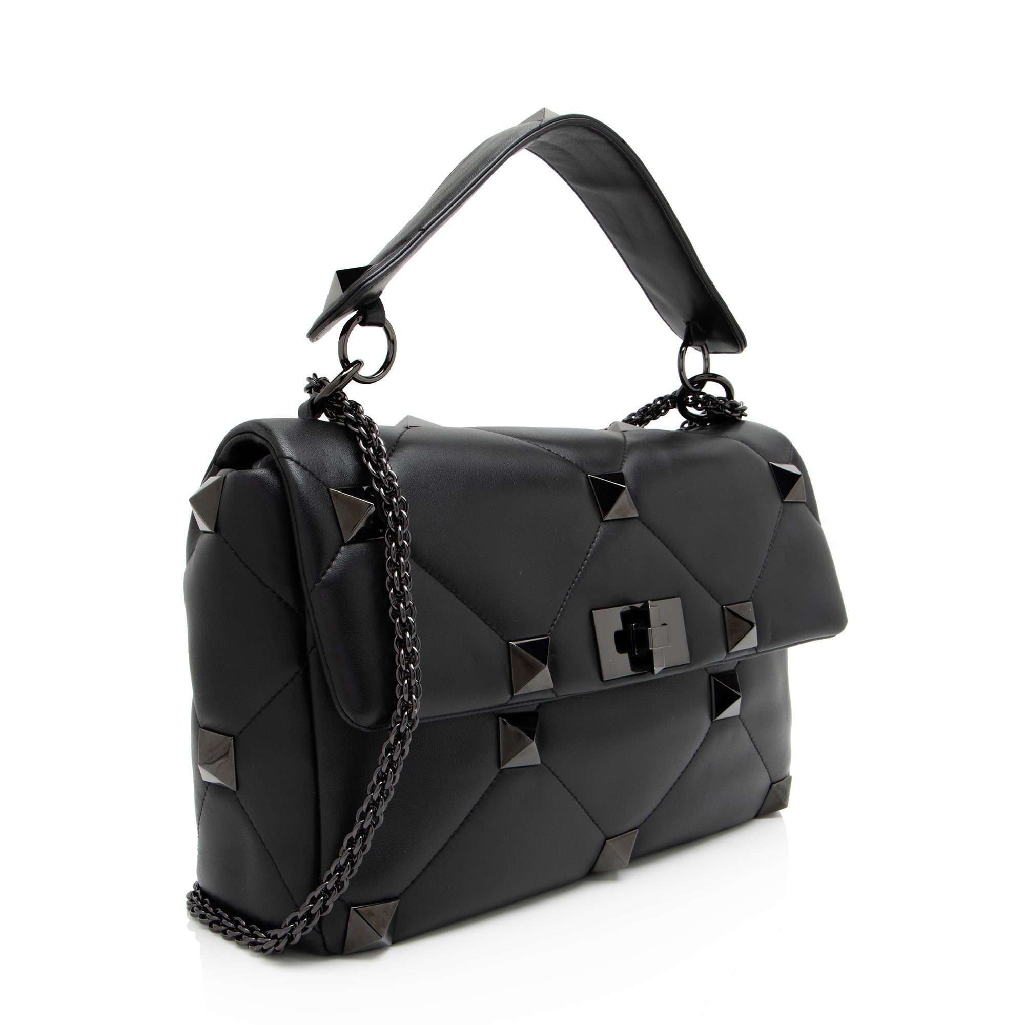 Valentino Calfskin Roman Stud Maxi Shoulder Bag