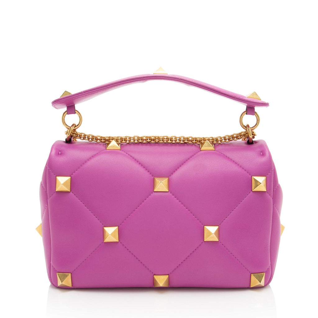 Valentino Calfskin Roman Stud Medium Shoulder Bag