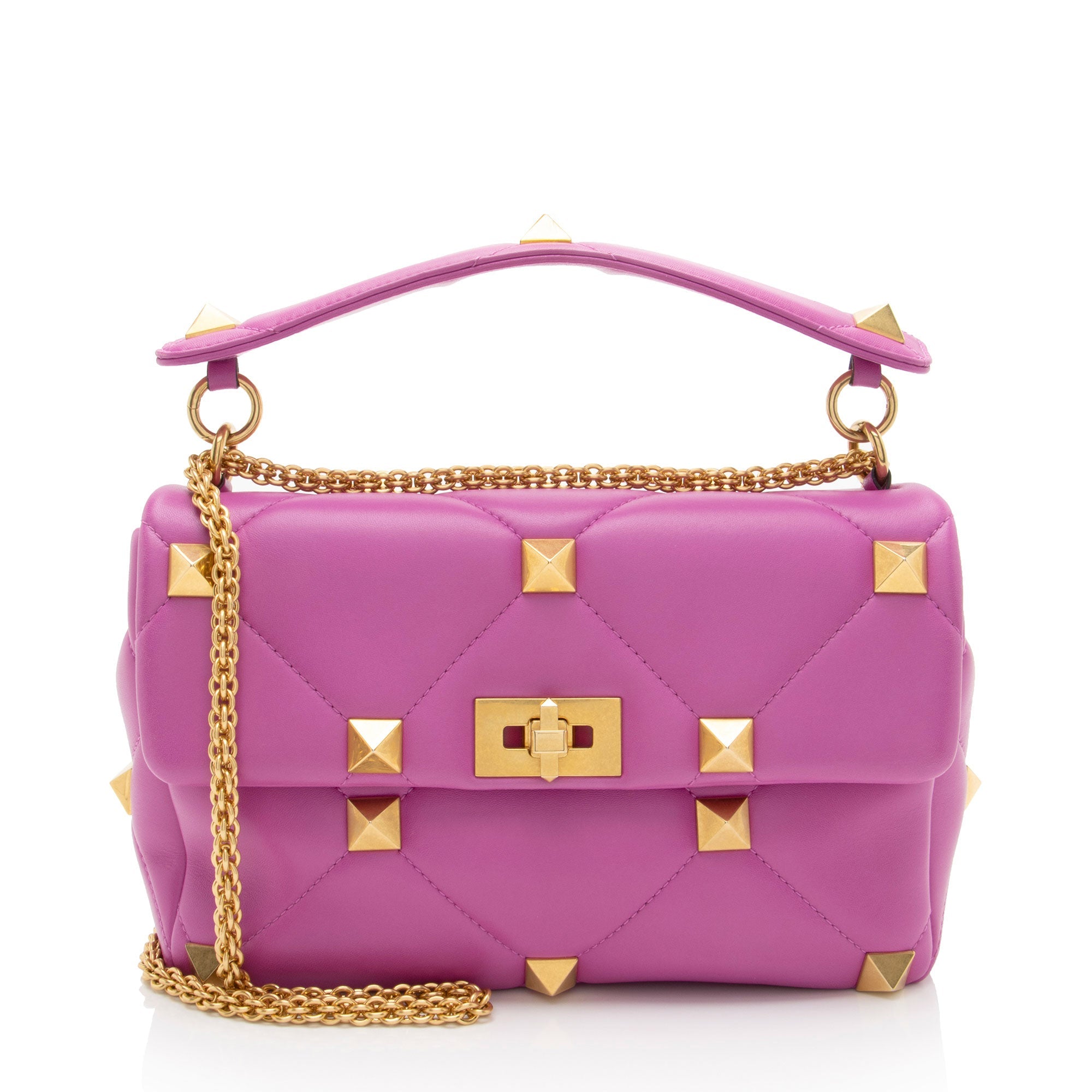 Valentino Calfskin Roman Stud Medium Shoulder Bag