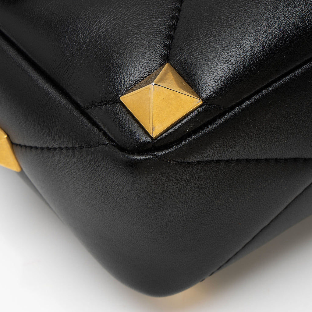 Valentino Calfskin Roman Stud Medium Shoulder Bag