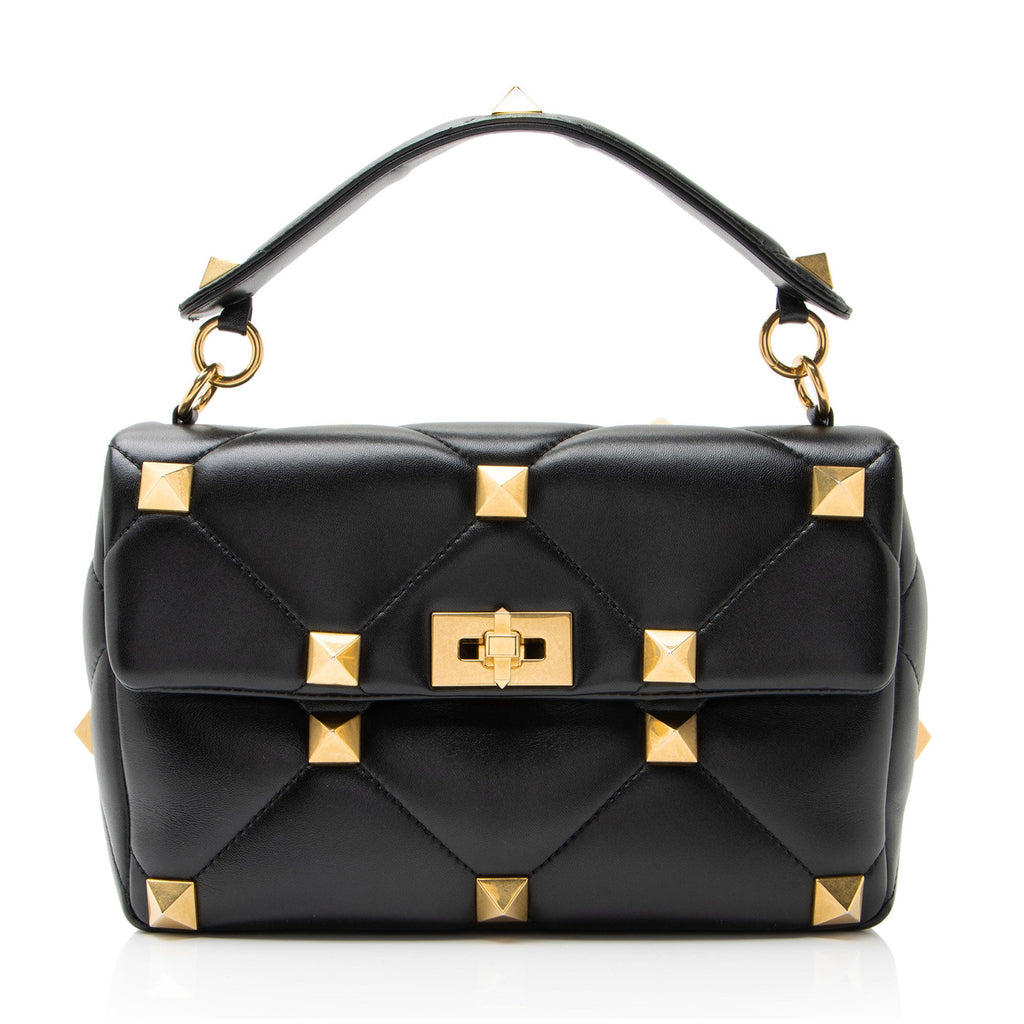 Valentino Calfskin Roman Stud Medium Shoulder Bag