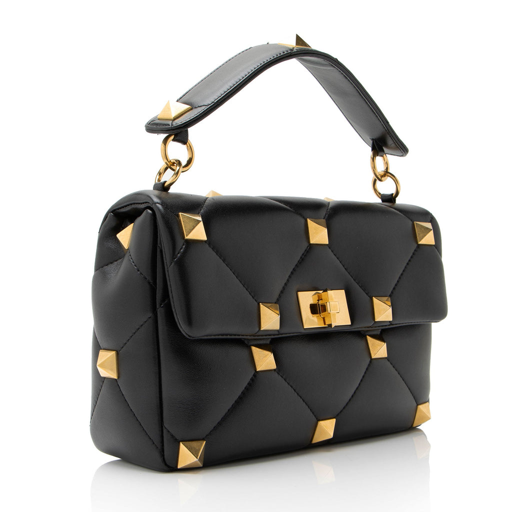 Valentino Calfskin Roman Stud Medium Shoulder Bag