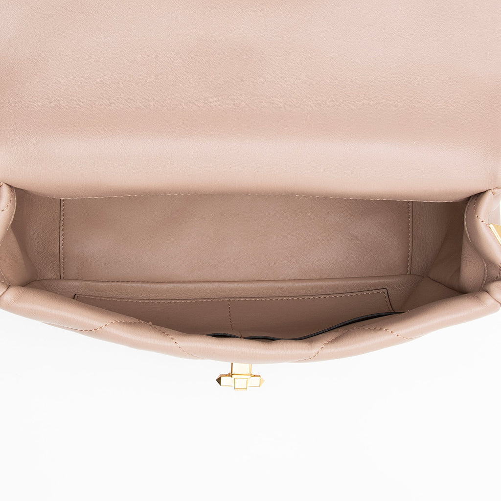Valentino Calfskin Roman Stud Top Handle Large Shoulder Bag (SHF-22991)