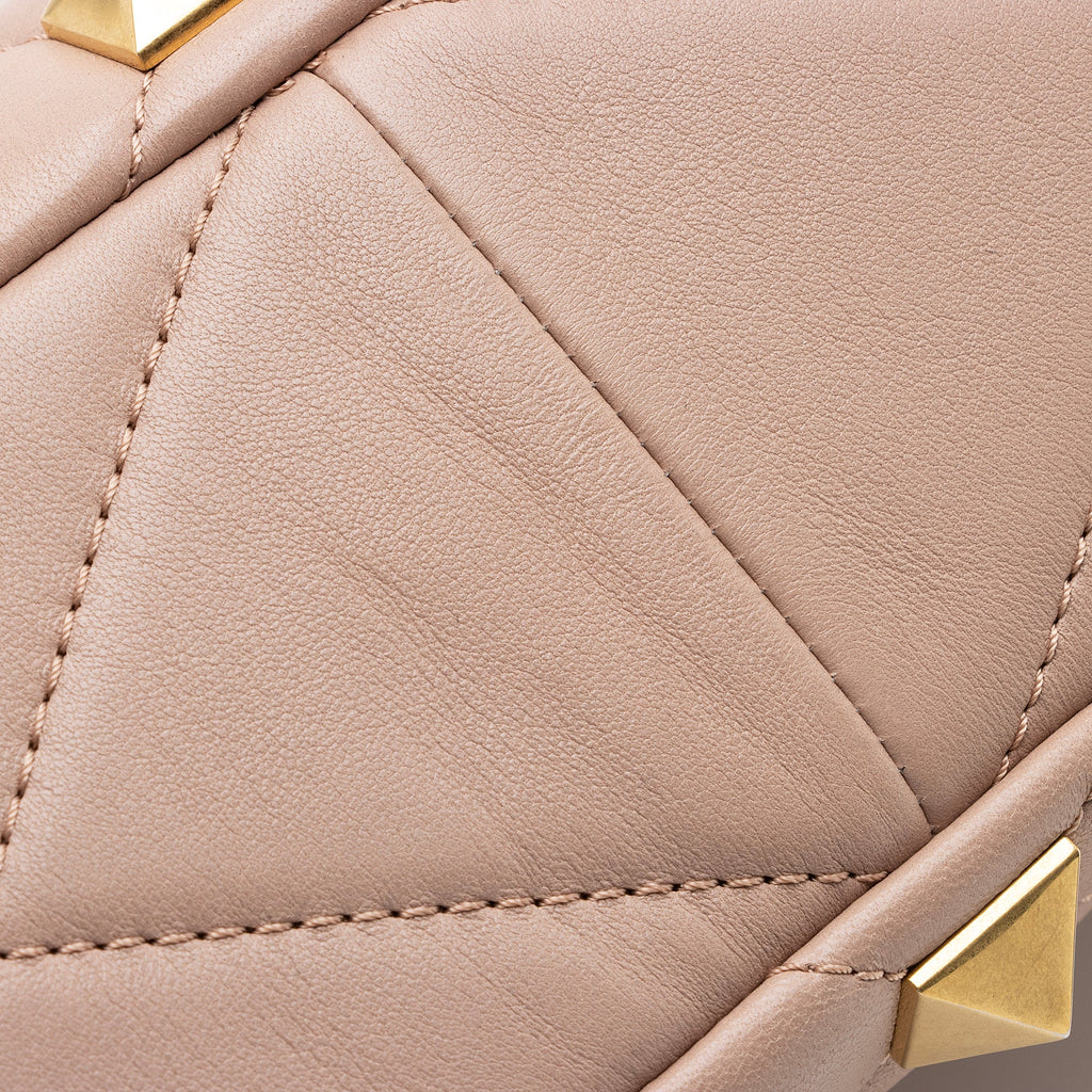 Valentino Calfskin Roman Stud Top Handle Large Shoulder Bag (SHF-22991)