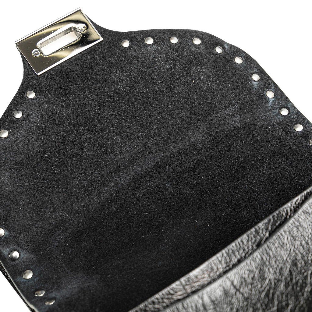 Valentino Craquele Calfskin Guitar Strap Rockstud Rolling Flap Crossbody
